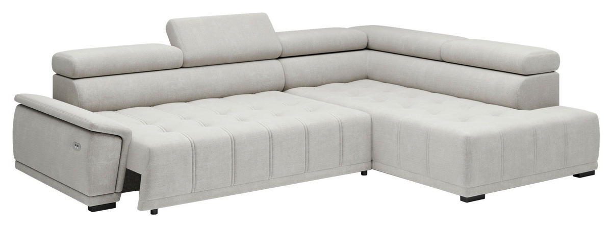 HÖRNSOFFA i chenille, vävt tyg gråvit  - gråvit/svart, Modern, textil/plast (283/106cm) - MID.YOU