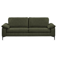 3-SITZER-SOFA  in Echtleder Olivgrün   - Schwarz/Olivgrün, Design, Leder/Metall (224/86/97cm) - Schöner Wohnen