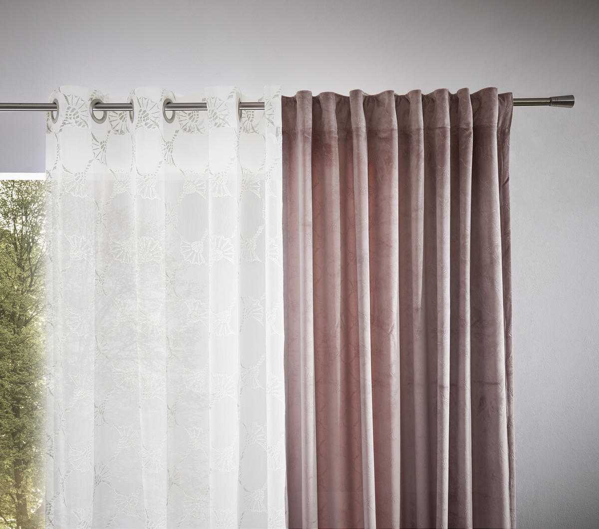 ZÁVES S OČKAMI, priehľadné, 140/250 cm - prírodná farba, Design, textil (140/250cm) - Joop!