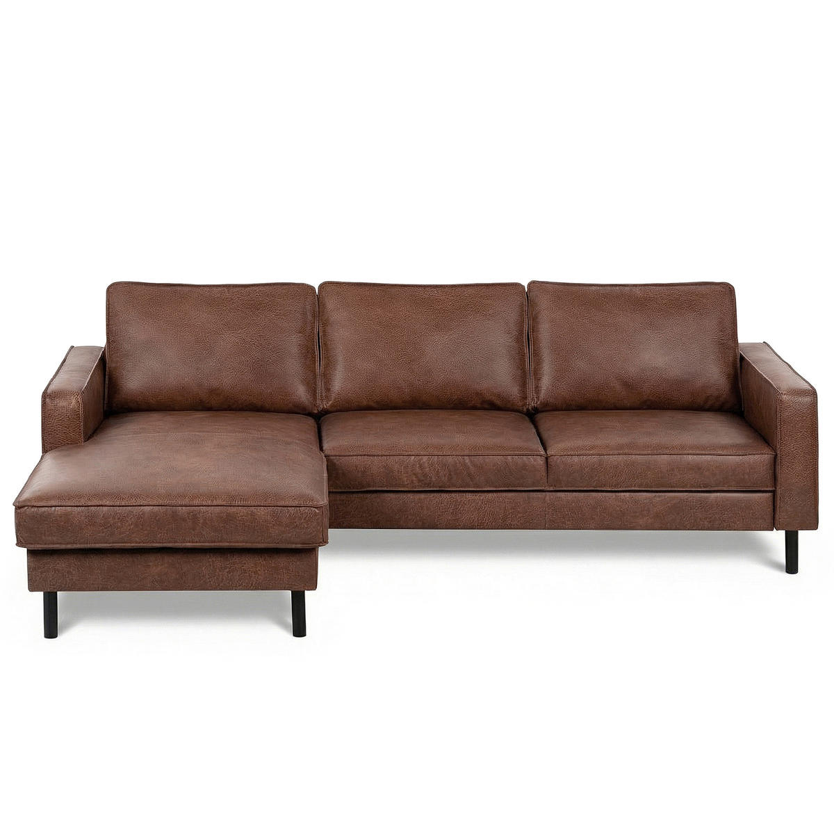 ECKSOFA  in Echtleder Braun Rücken echt  166/238 cm  - Schwarz/Braun, Design, Leder/Metall (166/238cm) - Livetastic