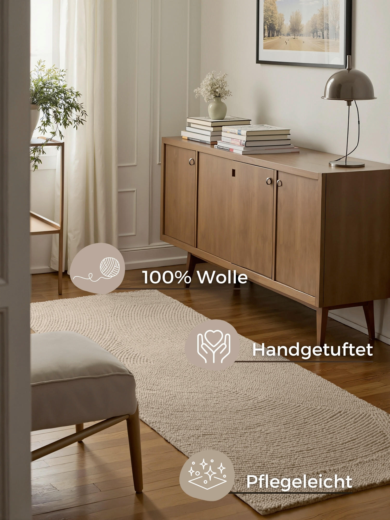 LÄUFER 80/200 cm Eleni  - Beige, Basics, Textil (80/200cm)