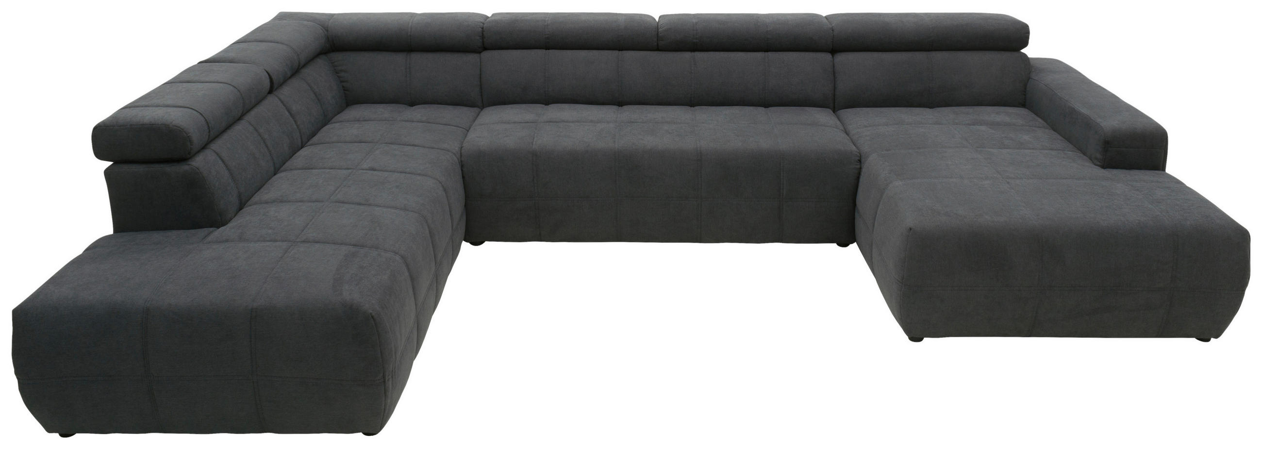 WOHNLANDSCHAFT Dunkelgrau Mikrofaser - Dunkelgrau/Schwarz, Design, Kunststoff/Textil (228/359/175cm) - MID.YOU