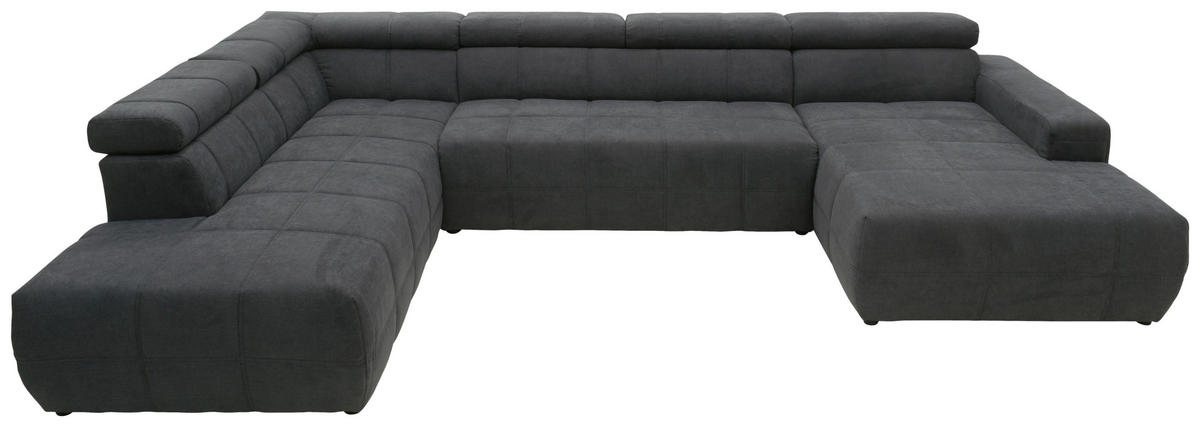 WOHNLANDSCHAFT Dunkelgrau Mikrofaser  - Dunkelgrau/Schwarz, Design, Kunststoff/Textil (228/359/175cm) - MID.YOU