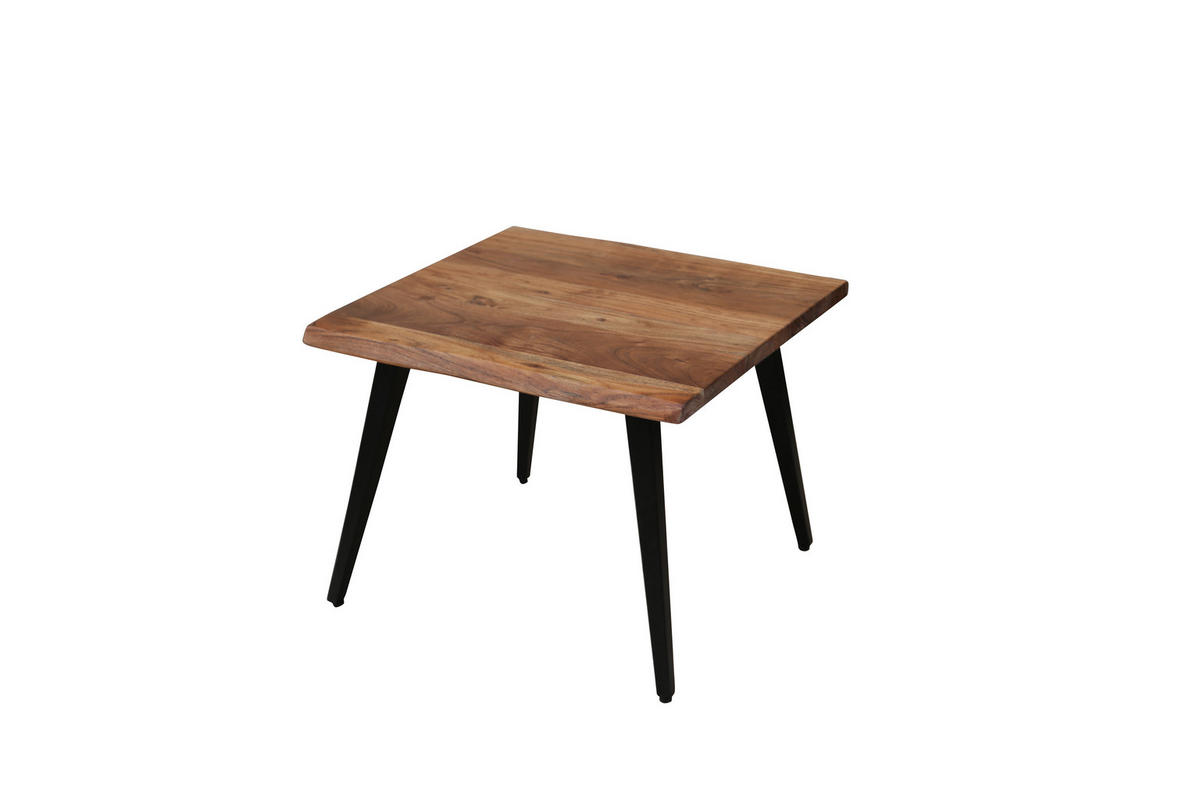 COUCHTISCH Akazie vollmassiv 60/60/45 cm quadratisch Schwarz, Akaziefarben  - Schwarz/Akaziefarben, MODERN, Holz/Metall (60/60/45cm) - MID.YOU