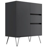 SIDEBOARD Posseik Industrial  in 76/93,6/42 cm  - Graphitfarben/Schwarz, Design, Holzwerkstoff/Metall (76/93,6/42cm) - P & B