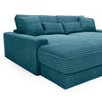 BIGSOFA in Cord Petrol  - Petrol/Schwarz, MODERN, Kunststoff/Textil (230/85/190cm) - Carryhome