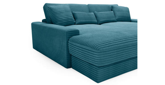 BIGSOFA Cord Petrol - Petrol/Schwarz, MODERN, Kunststoff/Textil (230/85/190cm) - Carryhome