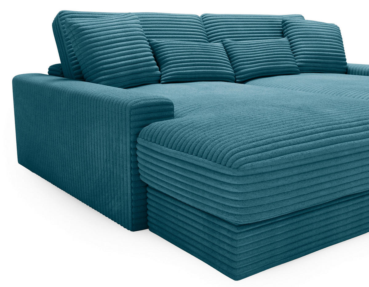 BIGSOFA Cord Petrol  - Petrol/Schwarz, MODERN, Kunststoff/Textil (230/85/190cm) - Carryhome