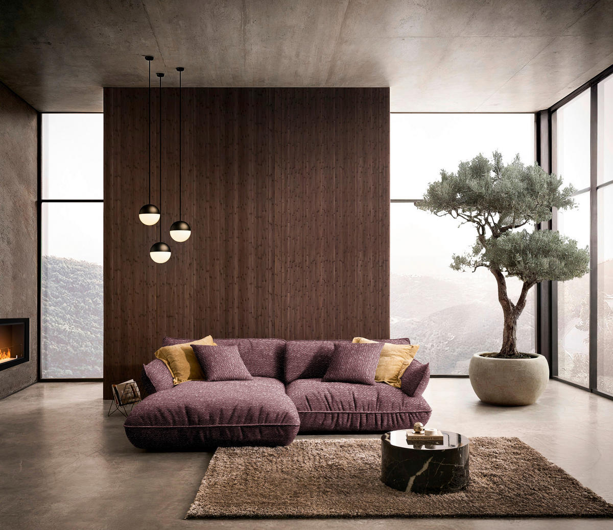 ECKSOFA  in Flachgewebe Beere  185/264 cm  - Beere/Schwarz, Design, Kunststoff/Textil (185/264cm) - Belluti