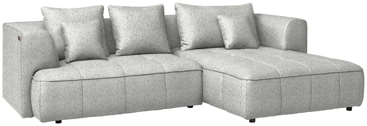 ECKSOFA Webstoff Silberfarben  - Silberfarben/Schwarz, Design, Kunststoff/Textil (288/188cm) - Welnova