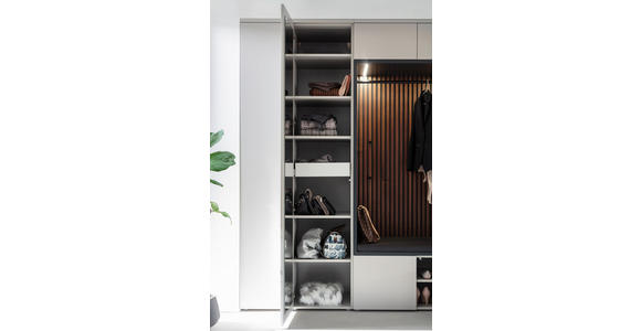 GARDEROBE 6-teilig in 250/233/59 cm - Anthrazit/Nussbaumfarben, Design, Holz/Holzwerkstoff (250/233/59cm) - Moderano