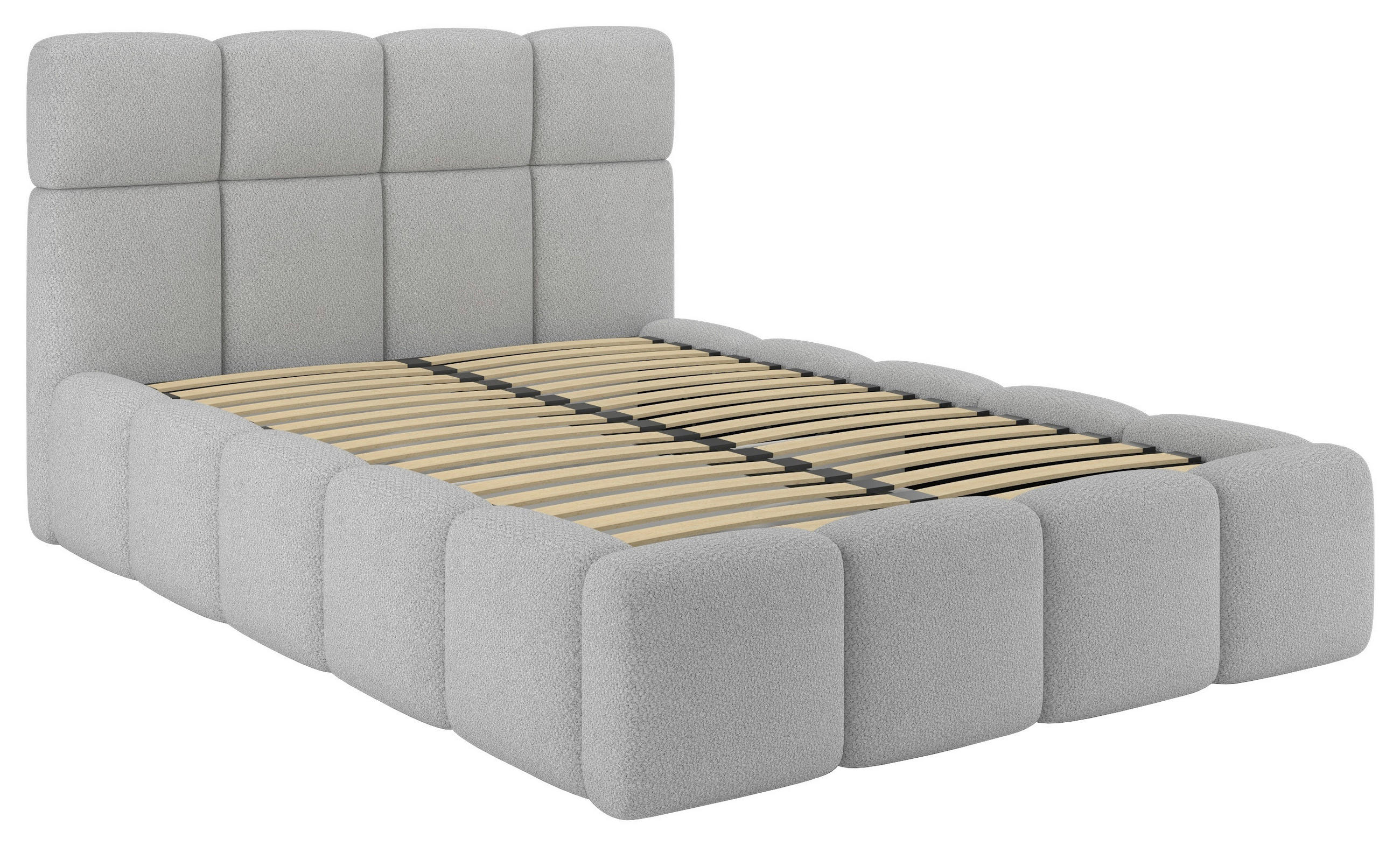 Polsterbett Mit Bettkasten 120x200 Cm Cloudy Silberfarben