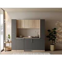 MODULKÖK 210 cm   i grå  - aluminiumfärg/grå, Design, trämaterial/plast (210cm) - Respekta