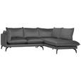 ECKSOFA Dunkelgrau Samt  - Dunkelgrau/Schwarz, Design, Textil/Metall (241/200cm) - Carryhome