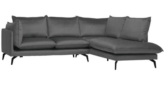 ECKSOFA Dunkelgrau Samt  - Dunkelgrau/Schwarz, Design, Textil/Metall (241/200cm) - Carryhome