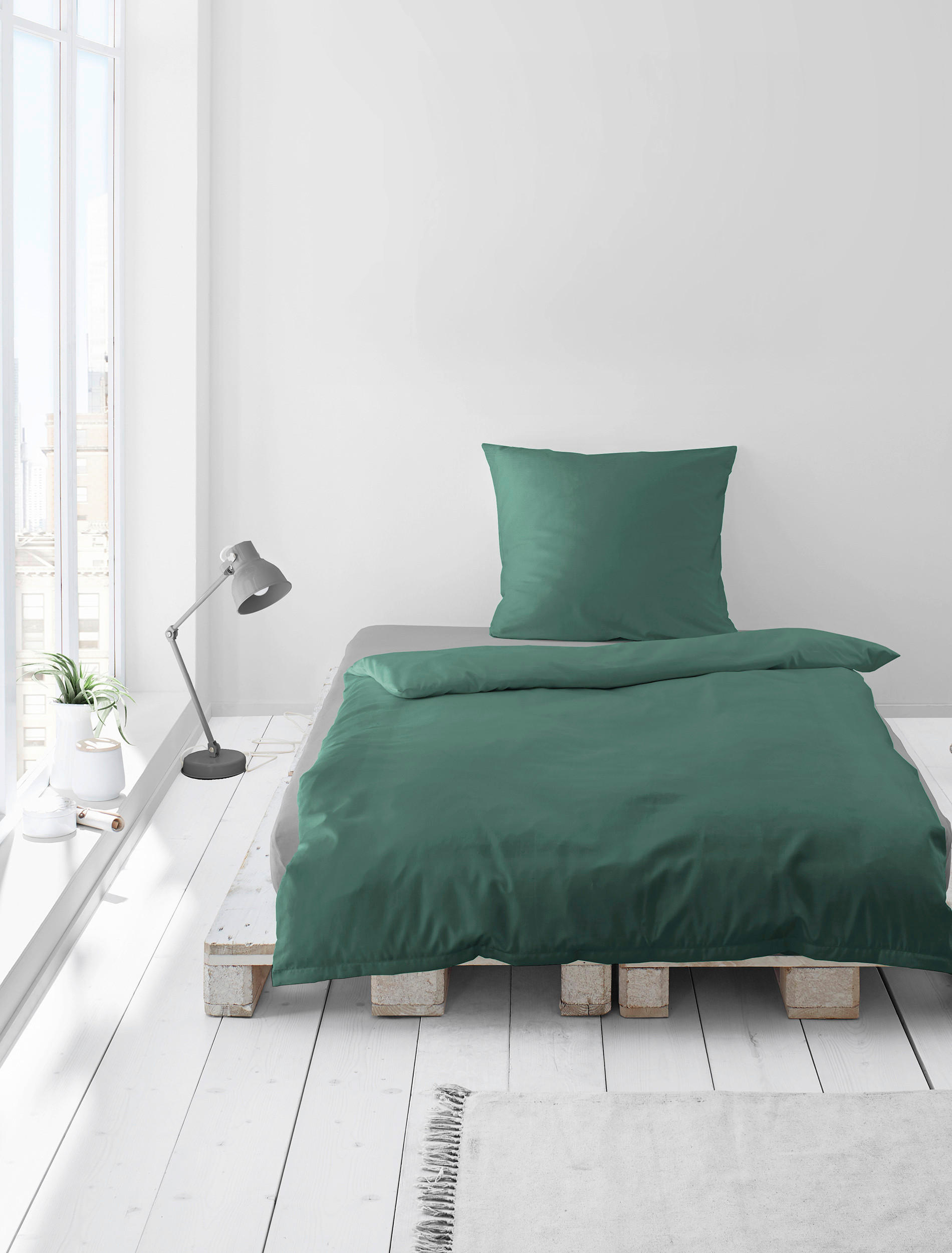 BETTWÄSCHE Biber 240/200 cm  - Grün, Basics, Textil (240/200cm) - Bierbaum