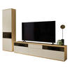 WOHNWAND  in Eichefarben, Beige  285/215/45 cm  - Eichefarben/Beige, KONVENTIONELL, Glas/Holzwerkstoff (285/215/45cm) - Venda
