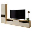WOHNWAND  in Eichefarben, Beige  285/215/45 cm  - Eichefarben/Beige, KONVENTIONELL, Glas/Holzwerkstoff (285/215/45cm) - Venda