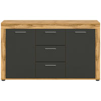 SIDEBOARD 125/80/35 cm  - ek Wotan/silver, Design, trämaterial/plast (125/80/35cm) - MID.YOU