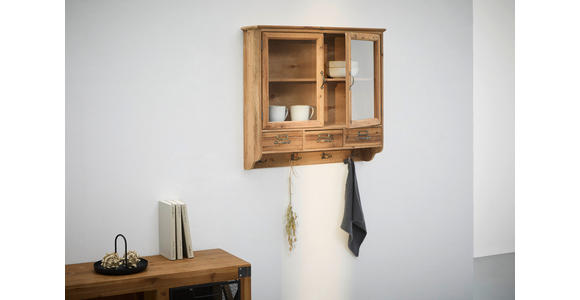 HÄNGEVITRINE  in massiv Tanne Naturfarben  - Messingfarben/Naturfarben, LIFESTYLE, Glas/Holz (64,5/61,5/17,5cm) - Landscape