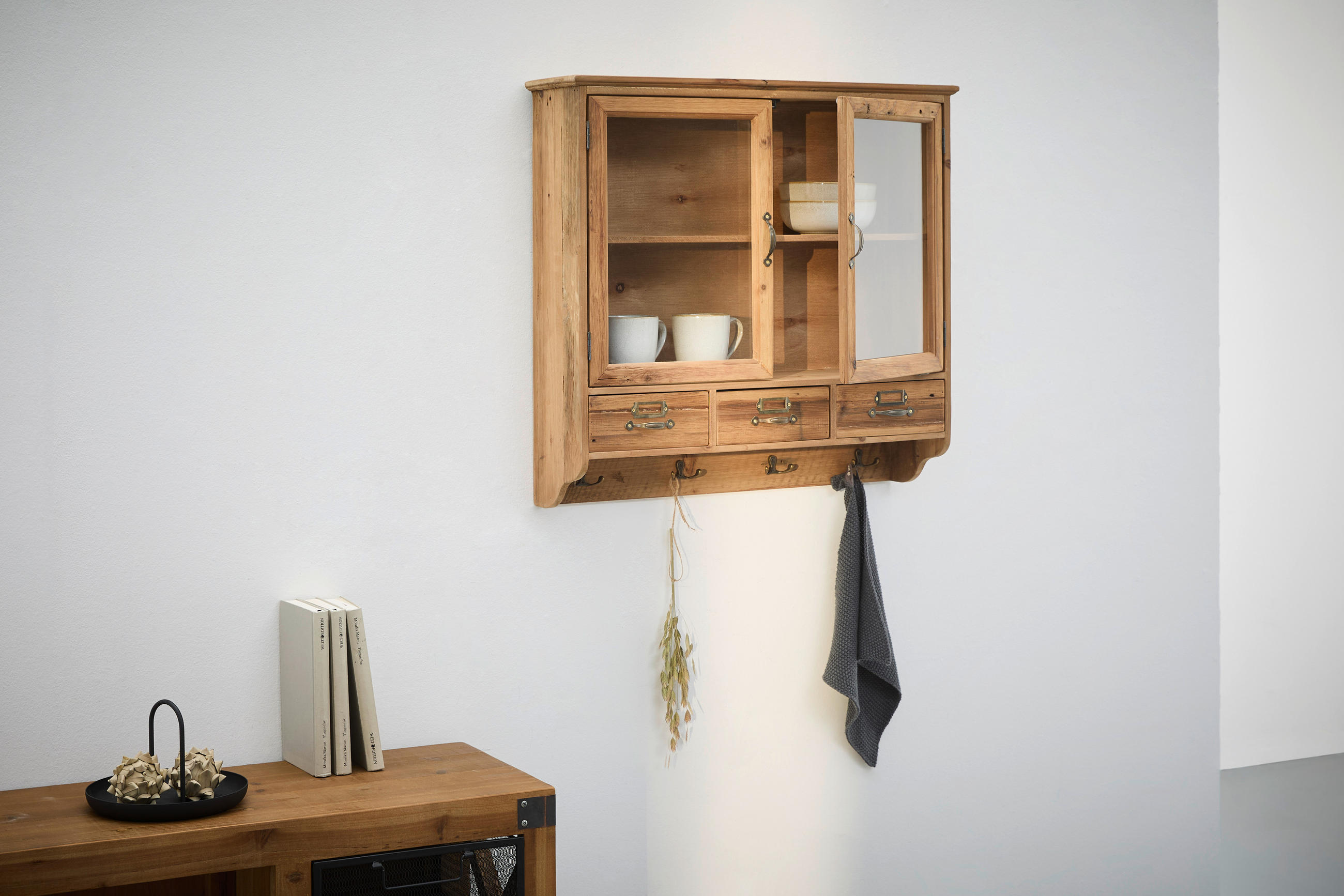HÄNGEVITRINE in massiv Tanne Naturfarben  - Messingfarben/Naturfarben, LIFESTYLE, Glas/Holz (64,5/61,5/17,5cm) - Landscape