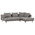 ECKSOFA in Flachgewebe Braun 263/195 cm - Schwarz/Braun, KONVENTIONELL, Textil/Metall (263/195cm) - Carryhome