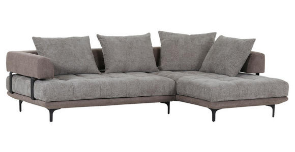 ECKSOFA in Flachgewebe Braun 263/195 cm - Schwarz/Braun, KONVENTIONELL, Textil/Metall (263/195cm) - Carryhome