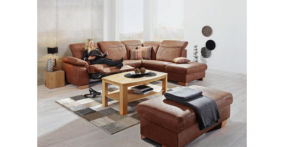 ECKSOFA Braun Mikrofaser - Beige/Buchefarben, KONVENTIONELL, Textil (299/245cm) - Voleo