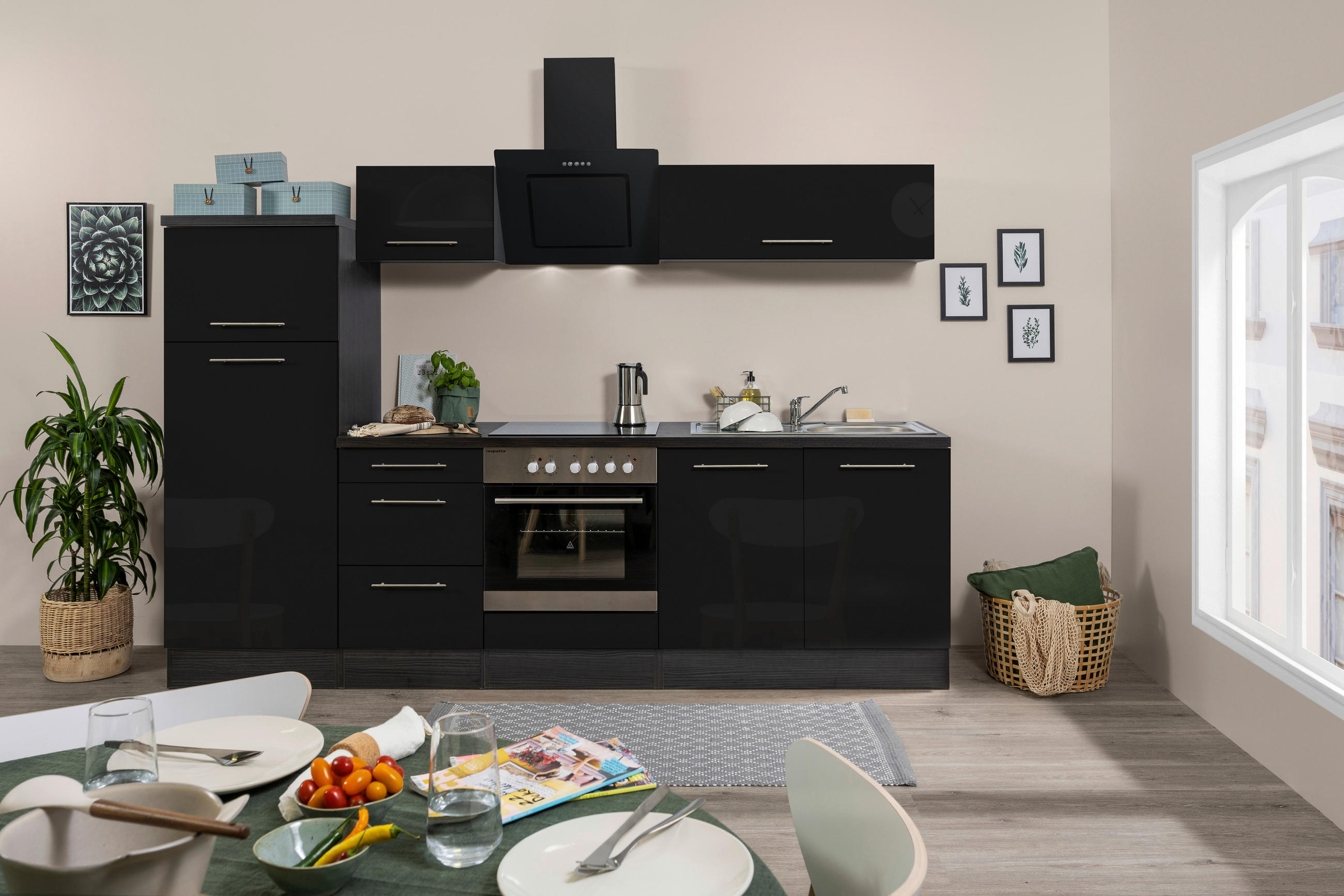Respekta Küchenblock Premium 2.0 Grau, Schwarz 270 cm