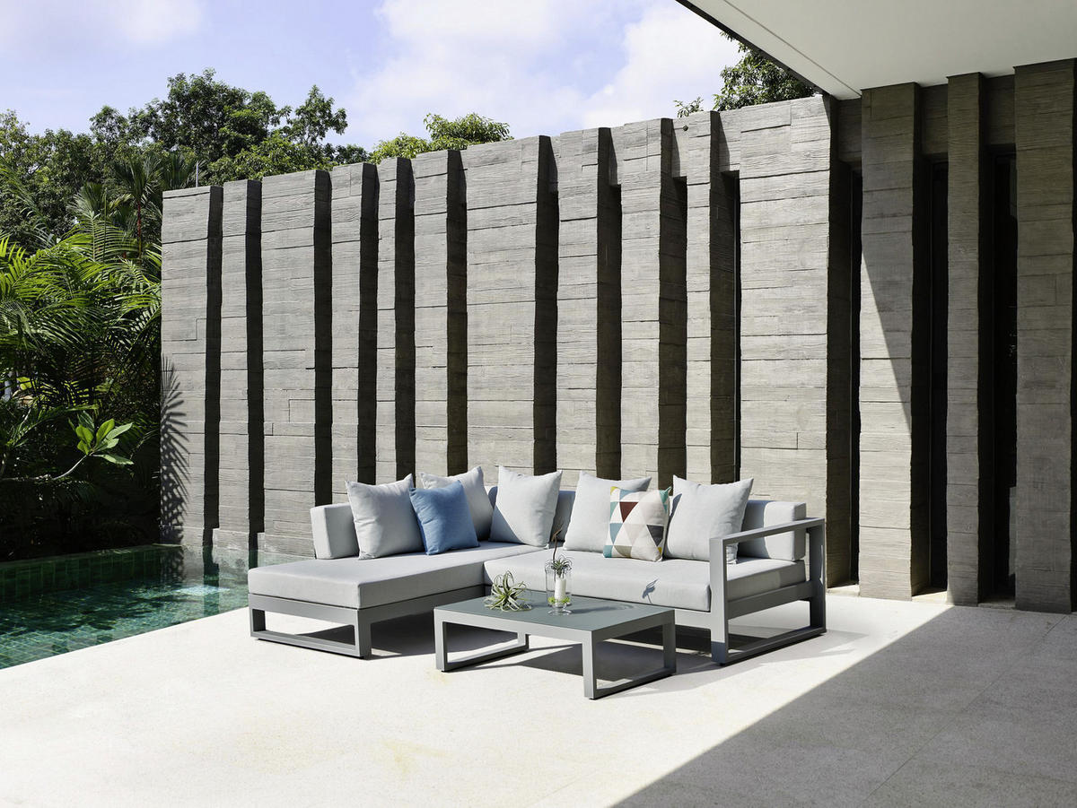 LOUNGEGARNITUR 180/248 cm Aluminium  - Hellgrau, Basics, Glas/Textil (180/248cm) - Amatio