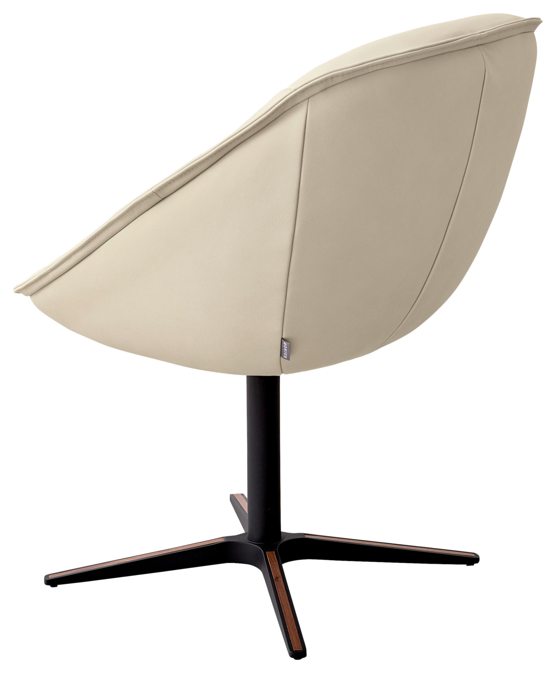 ARMLEHNSTUHL  in Echtleder pigmentiert  - Creme/Schwarz, Design, Leder/Holz (63/88/70cm) - Koinor