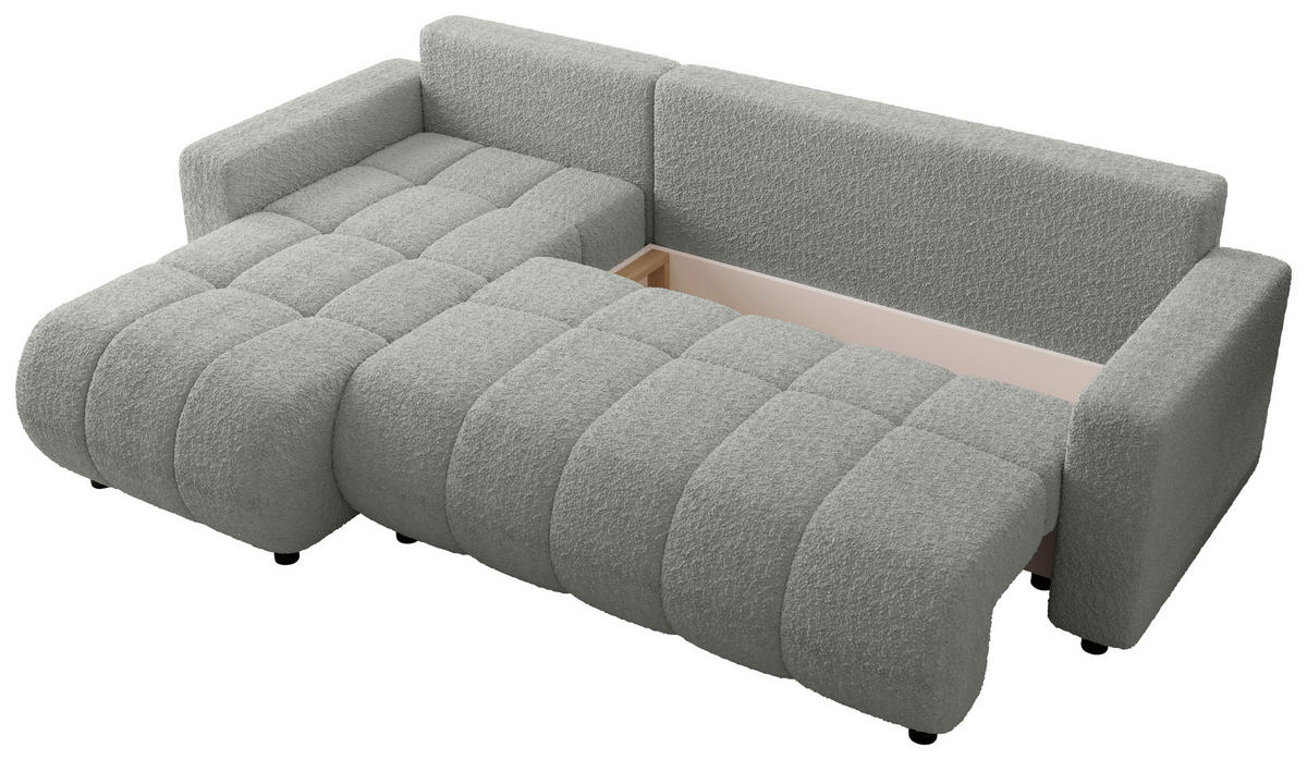 ECKSOFA  in Bouclé Hellgrau  - Hellgrau/Schwarz, MODERN, Kunststoff/Textil (150/240cm) - Carryhome