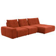 ECKSOFA in Velours Terracotta  - Terracotta/Schwarz, Design, Kunststoff/Textil (342/174cm) - Xora