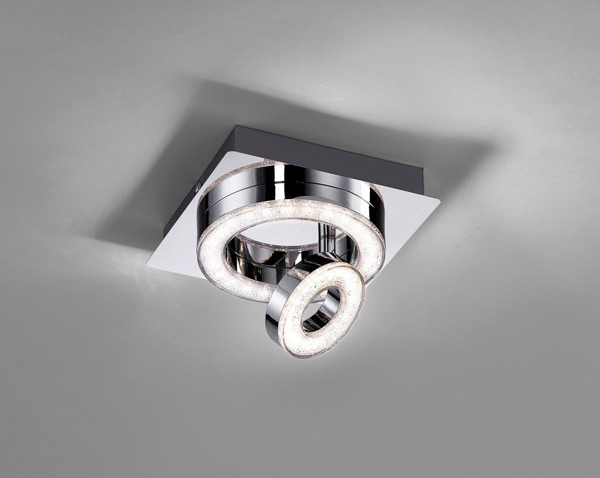 PLAFONIERĂ CU LED - culoare crom, Design, plastic/sticlă (17/17/13cm)
