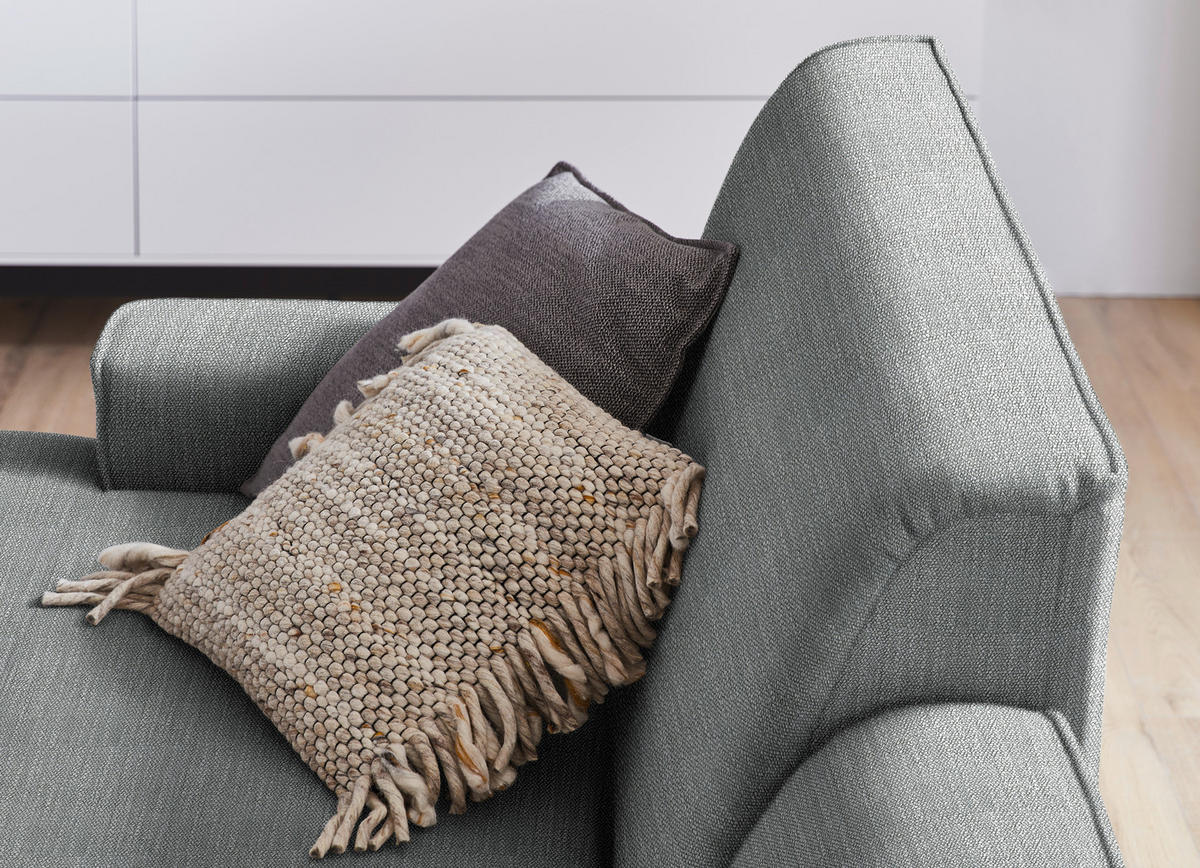 ECKSOFA in Flachgewebe Dunkelgrau  - Dunkelgrau/Schwarz, Design, Textil/Metall (190/285cm) - Johann Jakob