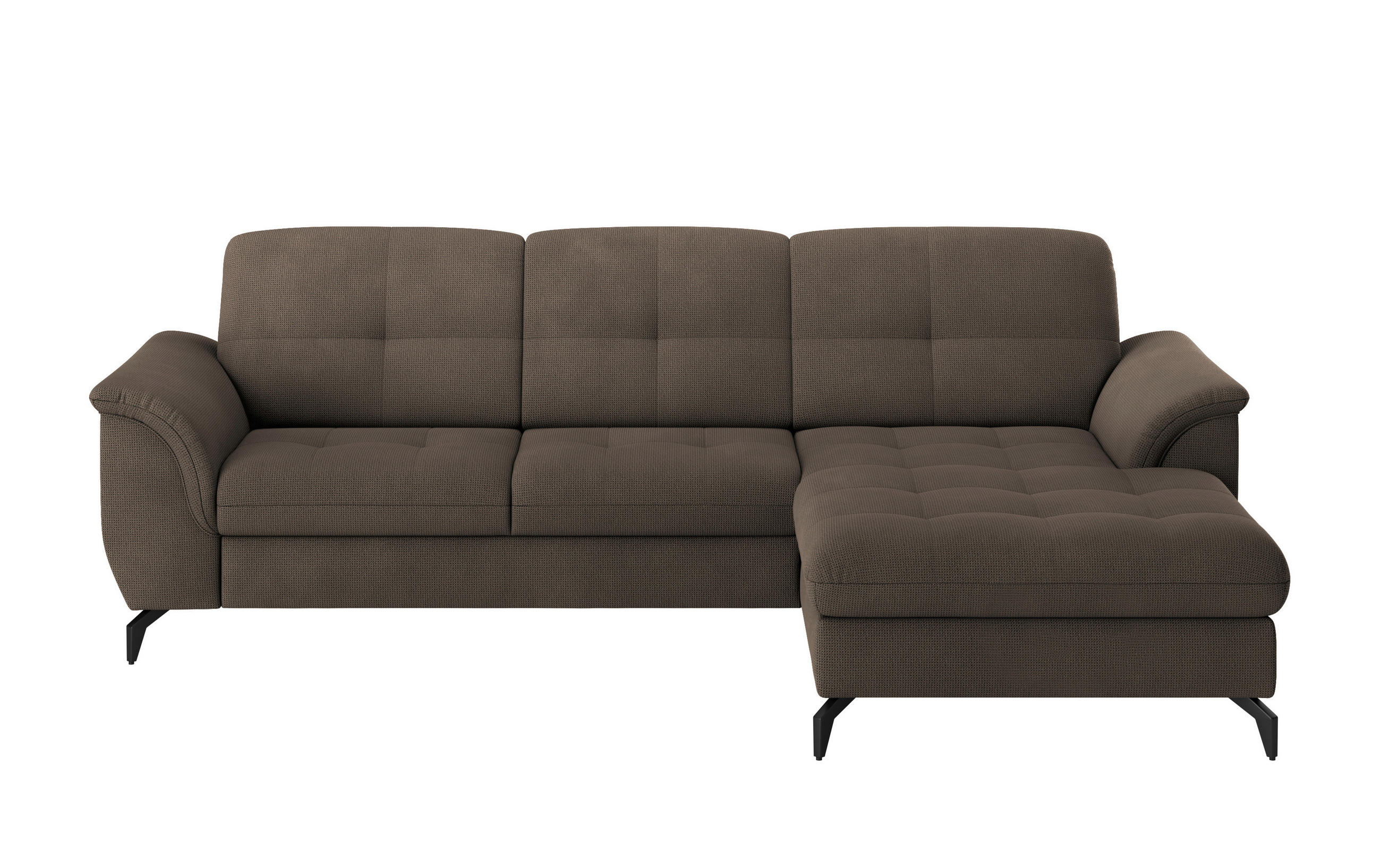 ECKSOFA in Flachgewebe Dunkelbraun  262/164 cm  - Dunkelbraun/Schwarz, MODERN, Textil/Metall (262/164cm) - Sit & More