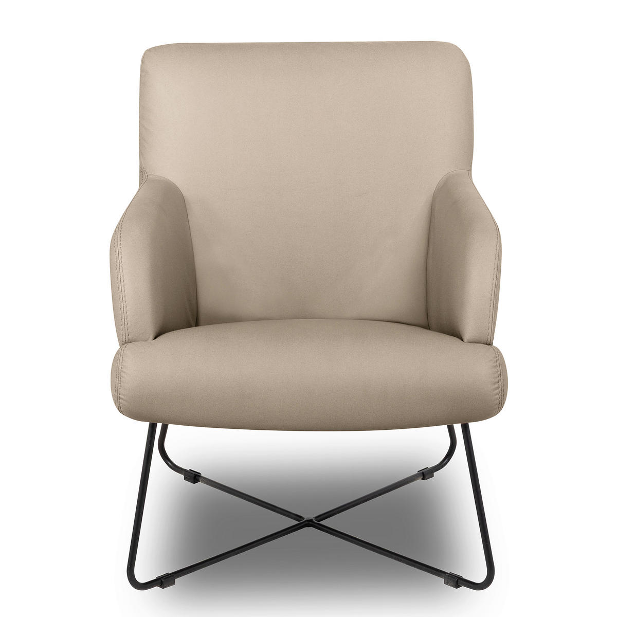 SESSELSET in Lederlook Beige  - Beige, Design, Textil/Metall (67/87/74cm) - Livetastic