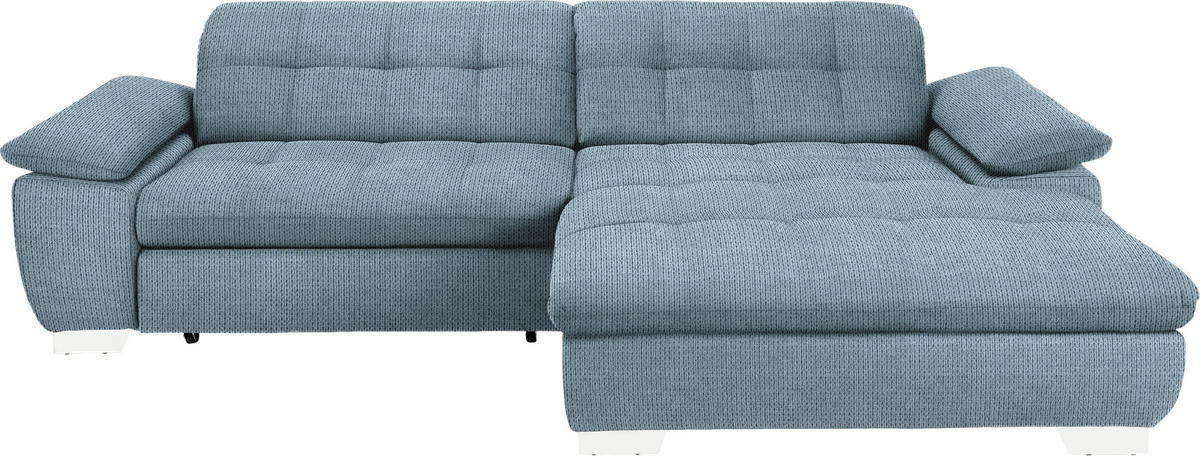 ECKSOFA in Mikrofaser Blaugrau  - Chromfarben/Blaugrau, Design, Textil/Metall (265/180cm) - Carryhome