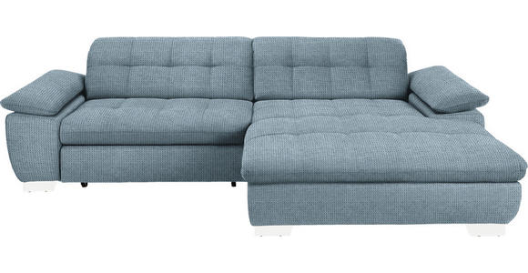 ECKSOFA in Mikrofaser Blaugrau  - Chromfarben/Blaugrau, Design, Textil/Metall (265/180cm) - Carryhome