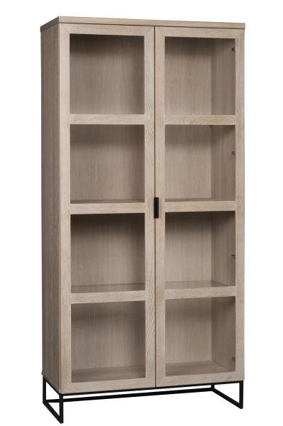VITRINSKÅP i delar i massivt trä ek svart, ekfärgad, transparent  - svart/ekfärgad, Modern, metall/trä (95/195/41cm) - Rowico