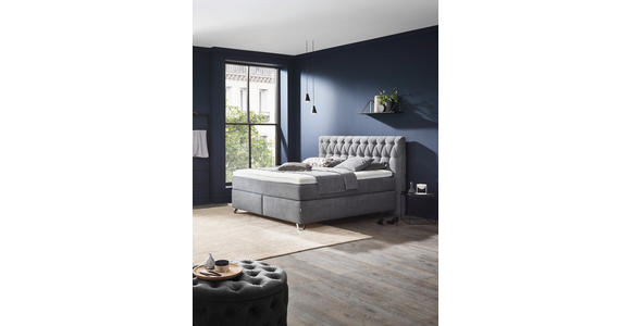 BOXSPRINGBETT 200/200 cm  in Grau  - Chromfarben/Grau, KONVENTIONELL, Textil/Metall (200/200cm) - Ambiente