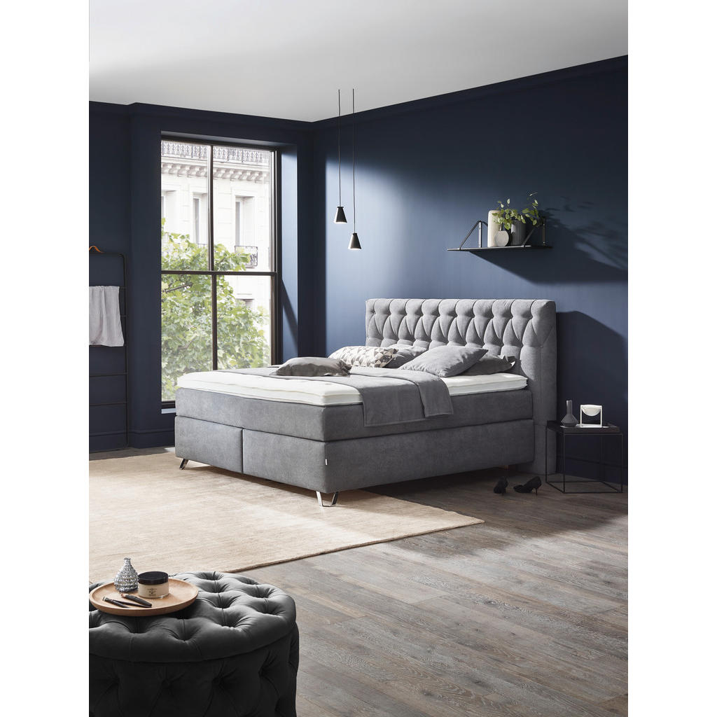Thumbnail - Ambiente Boxspringbett, Dunkelgrau, Textil, H2 + H3, 7-Zonen, Höhe ca. 32 cm, 180x200 cm, Über- und Sondergrößen erhältl...