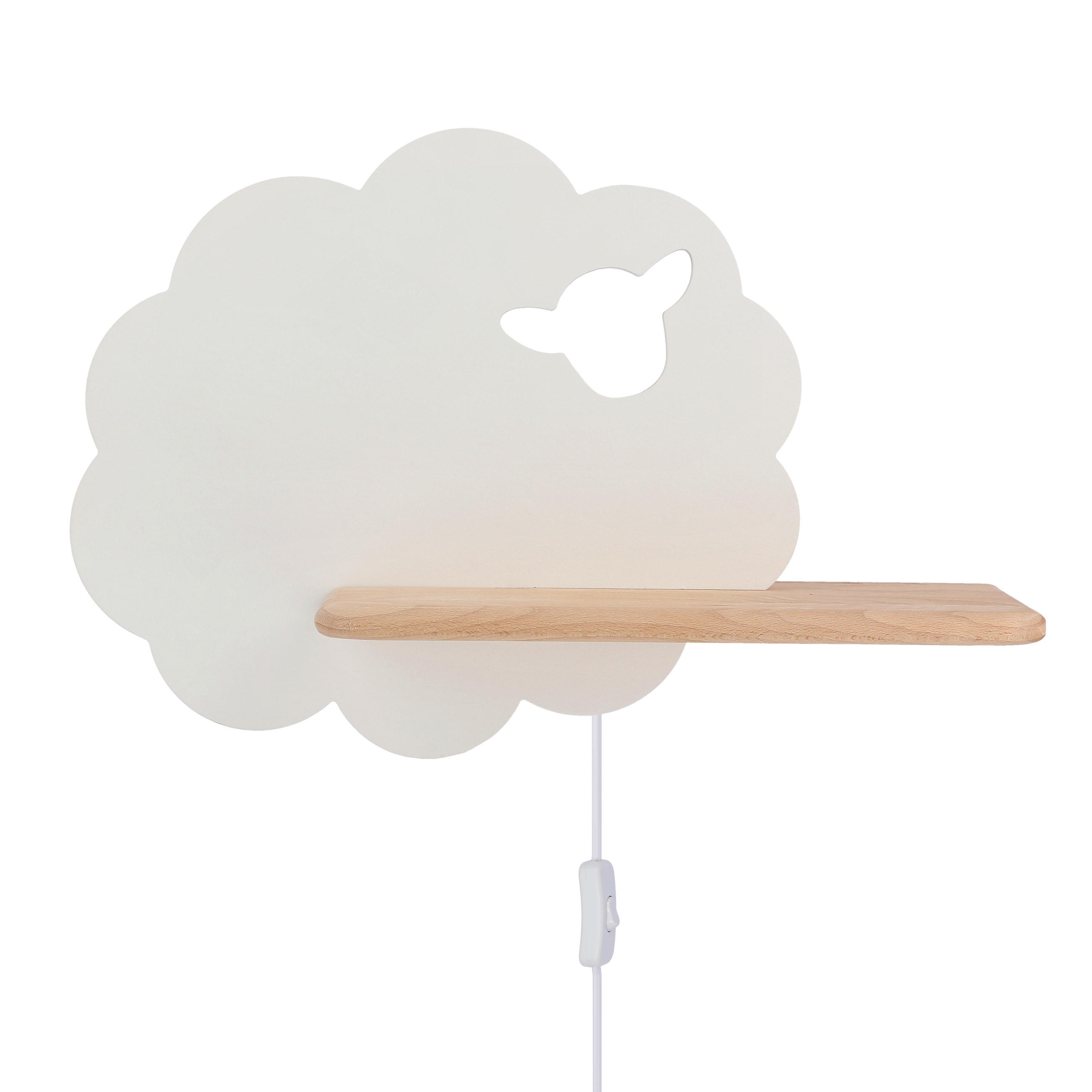 VÄGGLAMPA FÖR BARN Sheep 36/12/24 cm   - vit, Basics, metall/trämaterial (36/12/24cm)