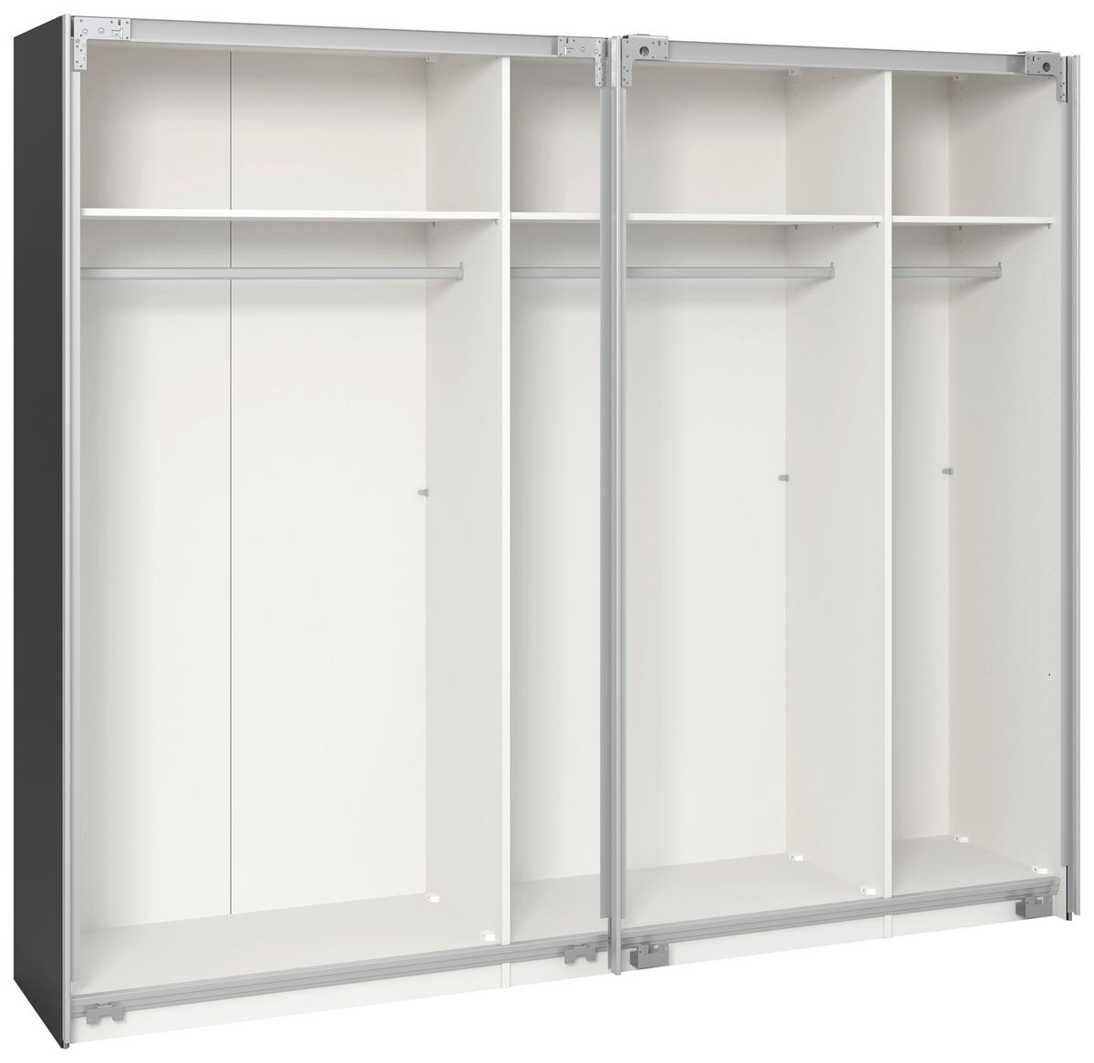 SCHWEBETÜRENSCHRANK in Anthrazit, Schwarz  - Edelstahlfarben/Anthrazit, Design, Glas/Holzwerkstoff (253/236/65cm) - Carryhome