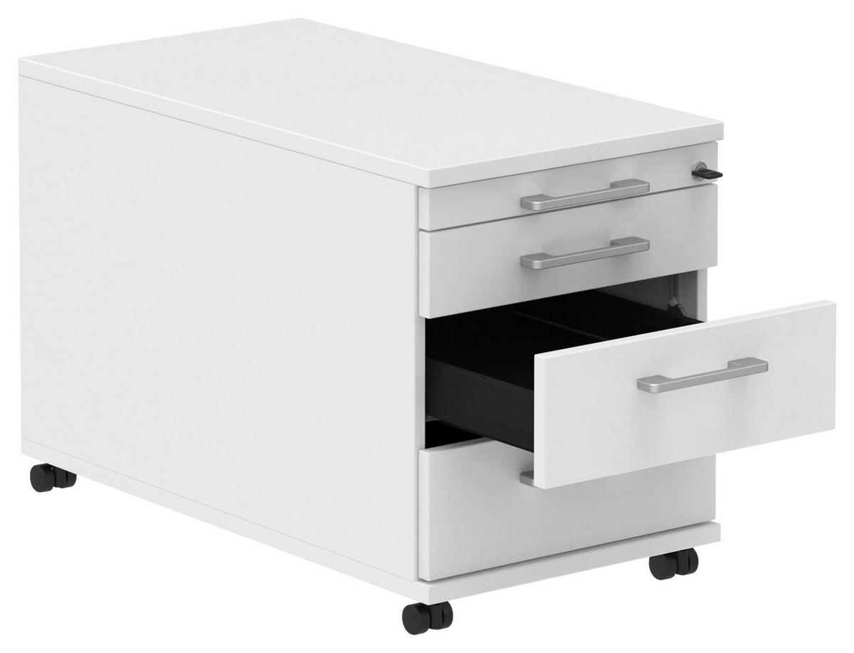ROLLCONTAINER 42,7/54,4/80 cm  - Weiss/Alufarben, Konventionell, Holzwerkstoff/Metall (42,7/54,4/80cm) - Moderano
