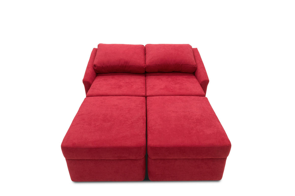 SCHLAFSOFA Mikrofaser Rot  - Beige/Rot, Basics, Kunststoff/Textil (168/86/96cm) - MID.YOU