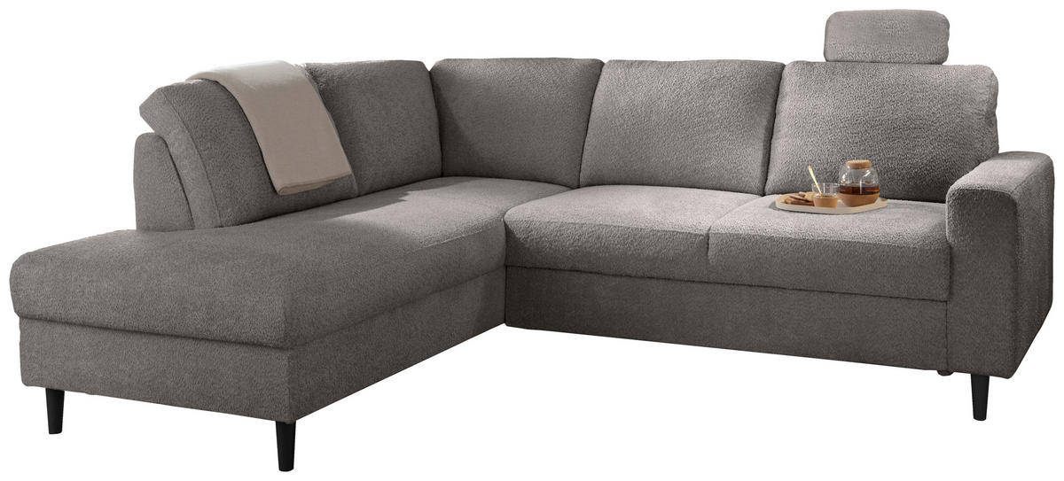 ECKSCHLAFSOFA in Bouclé Anthrazit  - Anthrazit/Schwarz, MODERN, Holz/Textil (200/242cm) - Livetastic
