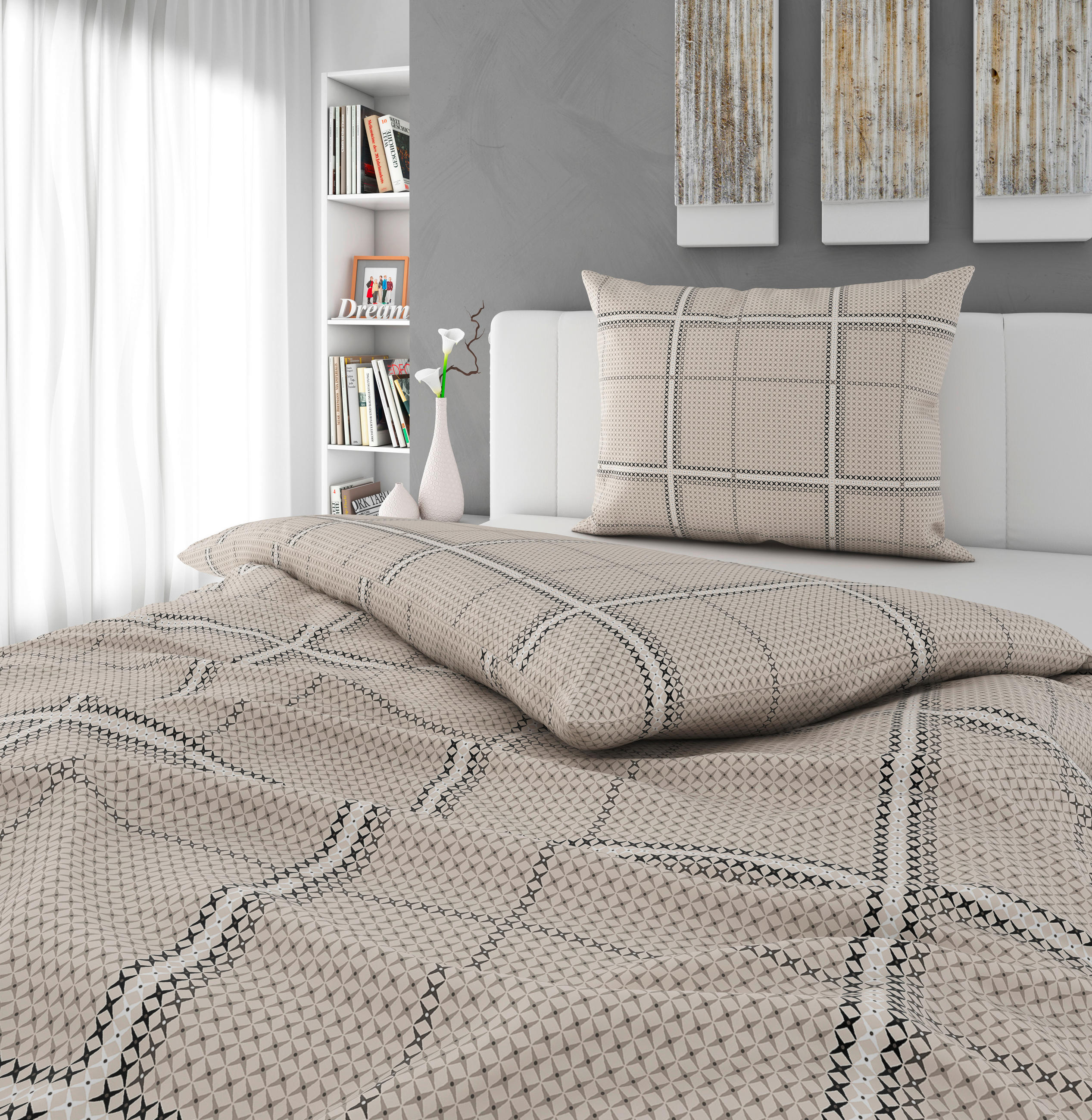POSTELJINA S DVA LICA 140/200 cm BLUMLI - crna/krem, Konvencionalno, tekstil (140/200cm) - Esposa