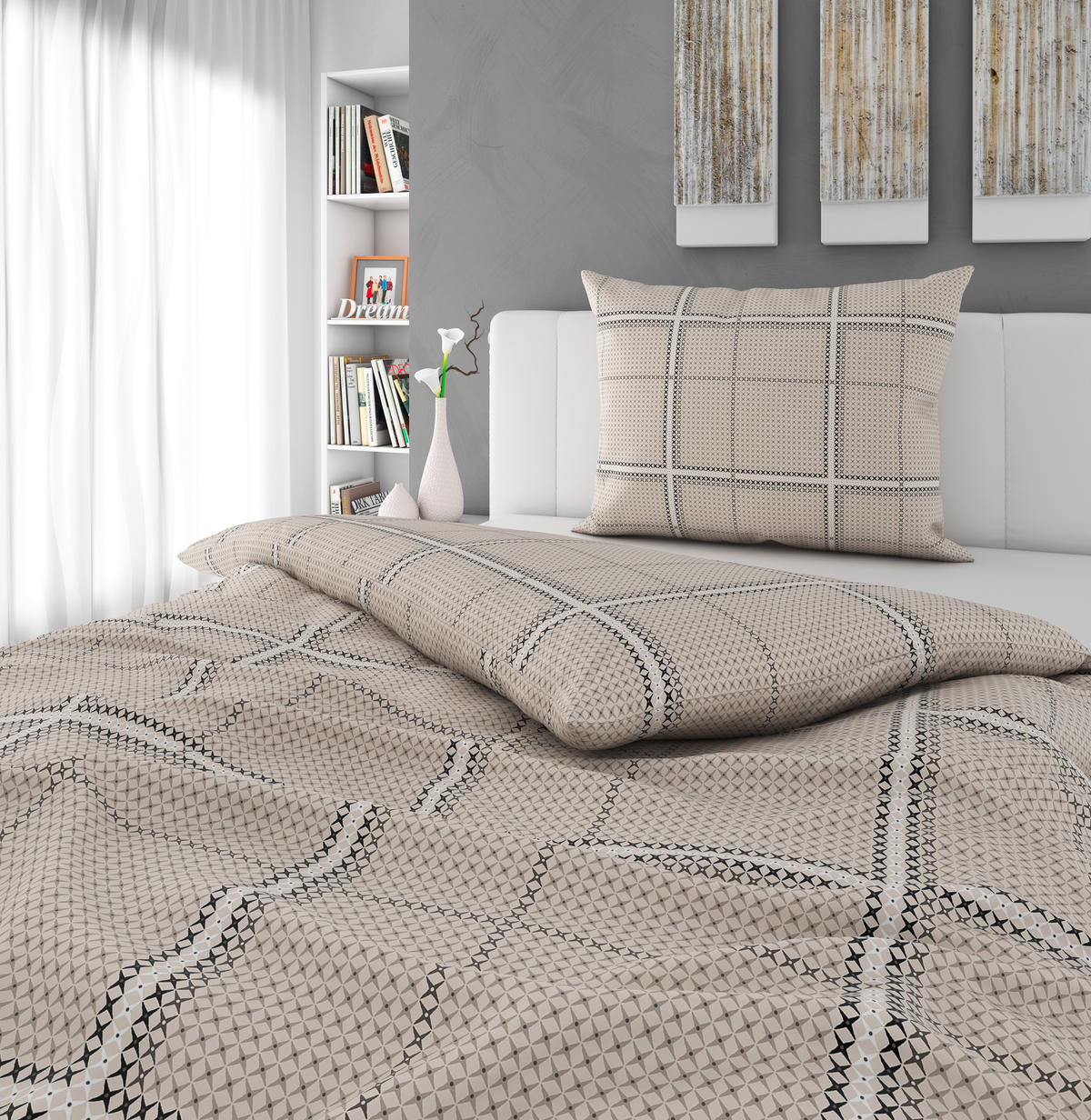 POSTELJINA S DVA LICA 140/200 cm  BLUMLI  - crna/krem, Konvencionalno, tekstil (140/200cm) - Esposa