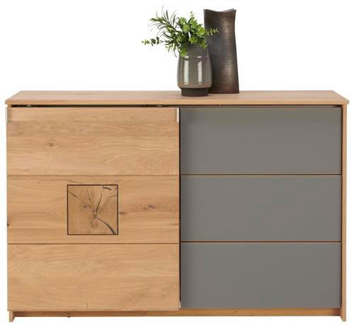 COMMODE 137/90/40 cm in Taupe, Eichefarben - Taupe/Eichefarben, Natur, Glas/Holz (137/90/40cm) - Linea Natura